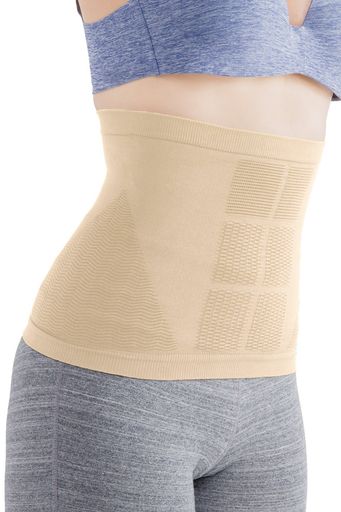 S帯(エスおび) ベージュ S~M(ウエスト58~70CM) 男女兼用 [ストレッチトレーナー 兼子ただし 完全監修] 腹筋形状圧 お腹引き締め コルセッ